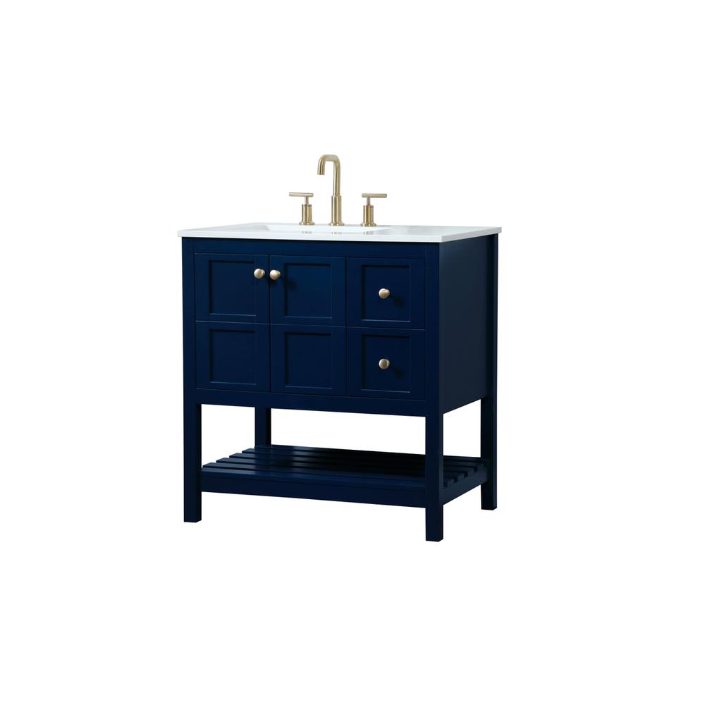 32 inch Single bathroom vanity in blue. Picture 7