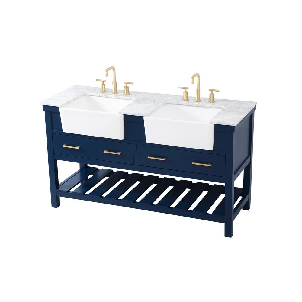 60 inch double bathroom vanity in blue. Picture 9