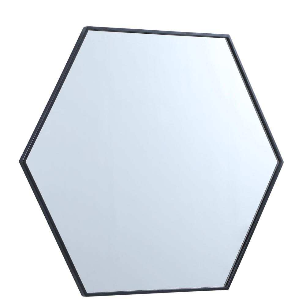 Metal frame hexagon mirror 38 inch in Black. Picture 9