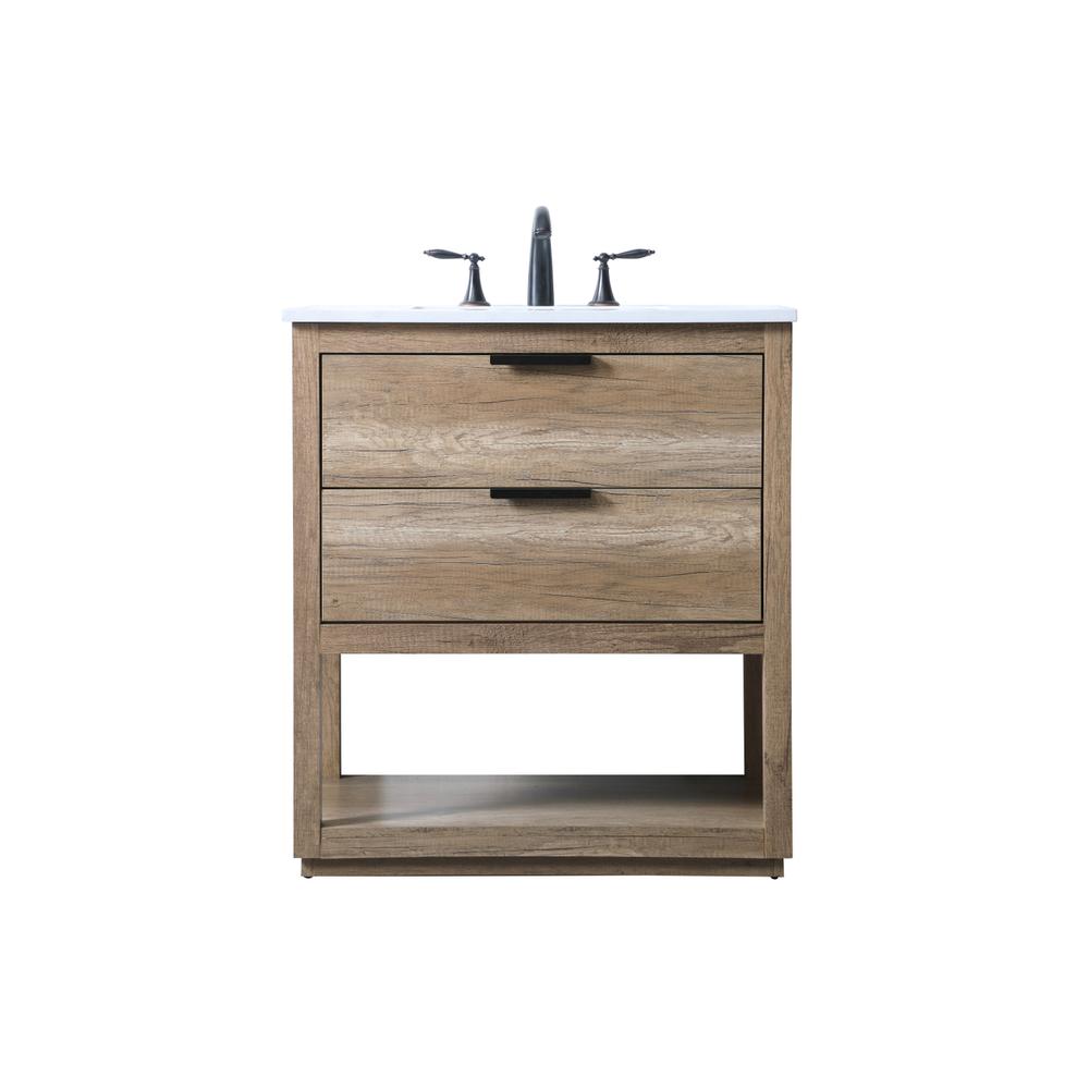 30 Inch SIngle Bathroom Vanity In Natural Oak. Picture 1