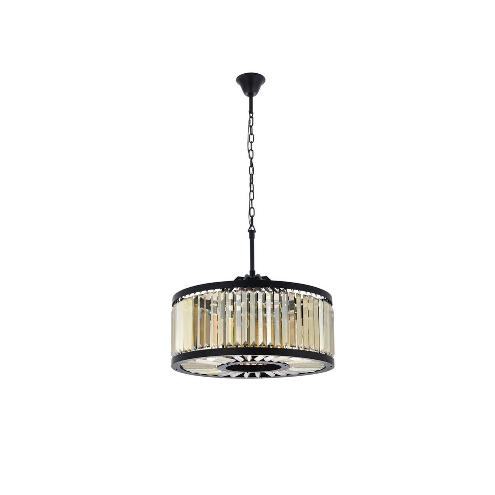 Chelsea 8 light Matte Black Chandelier Golden Teak (Smoky) Royal Cut Crystal. Picture 6