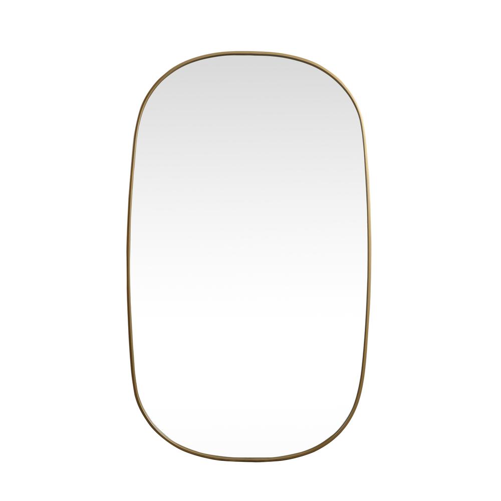 Metal Frame Oval Mirror 36x60 Inch in Brass. Picture 1
