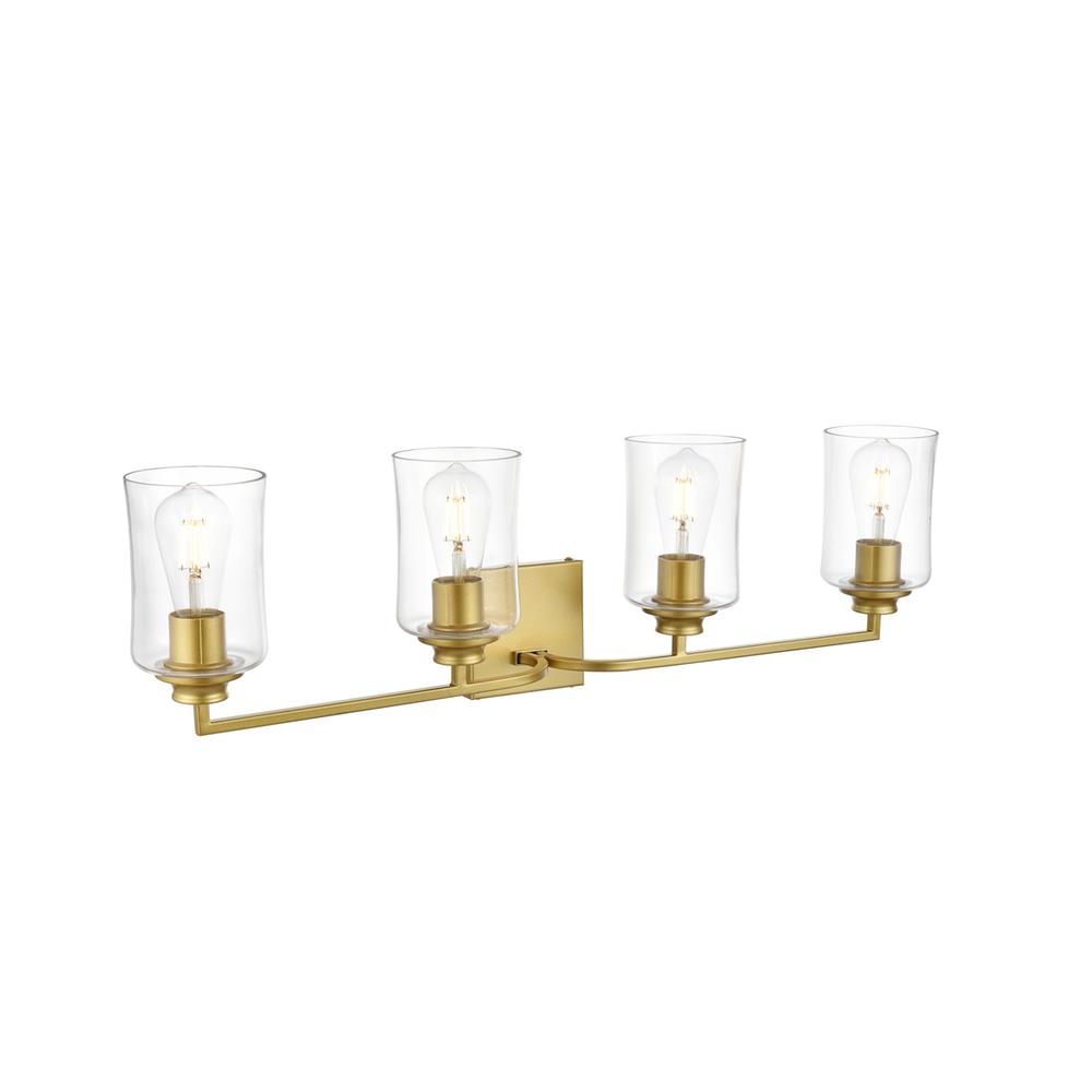 Ronnie 4 light Brass and Clear Bath Sconce. Picture 3