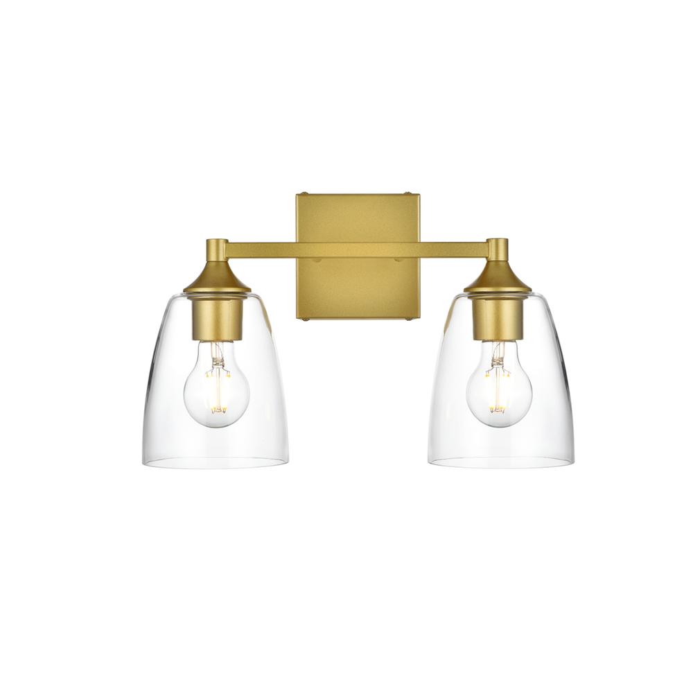Gianni 2 light Brass and Clear Bath Sconce. Picture 1