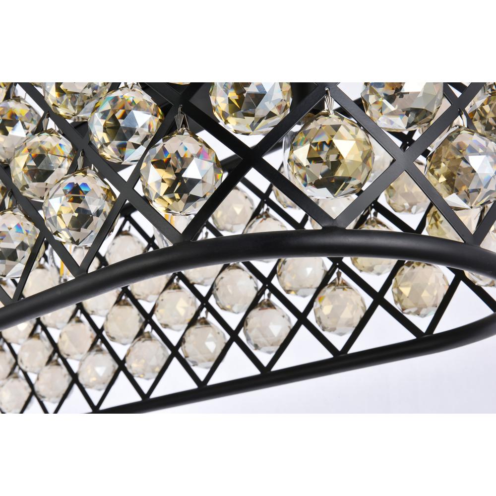 Madison 7 light Matte Black Chandelier Golden Teak (Smoky) Royal Cut Crystal. Picture 3