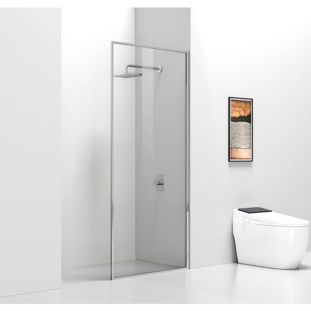 Fixed framed shower door 35 x 76 Brushed Nickel. Picture 3