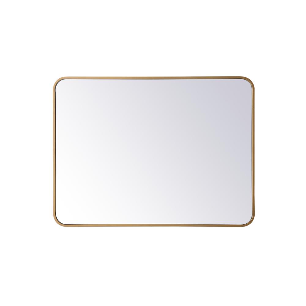 Soft corner metal rectangular mirror 27x36 inch in Brass. Picture 1