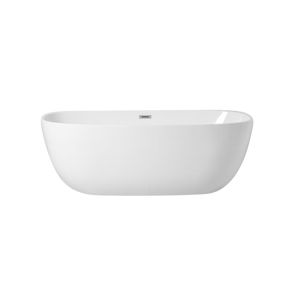 70 inch soaking roll top bathtub in glossy white. Picture 1