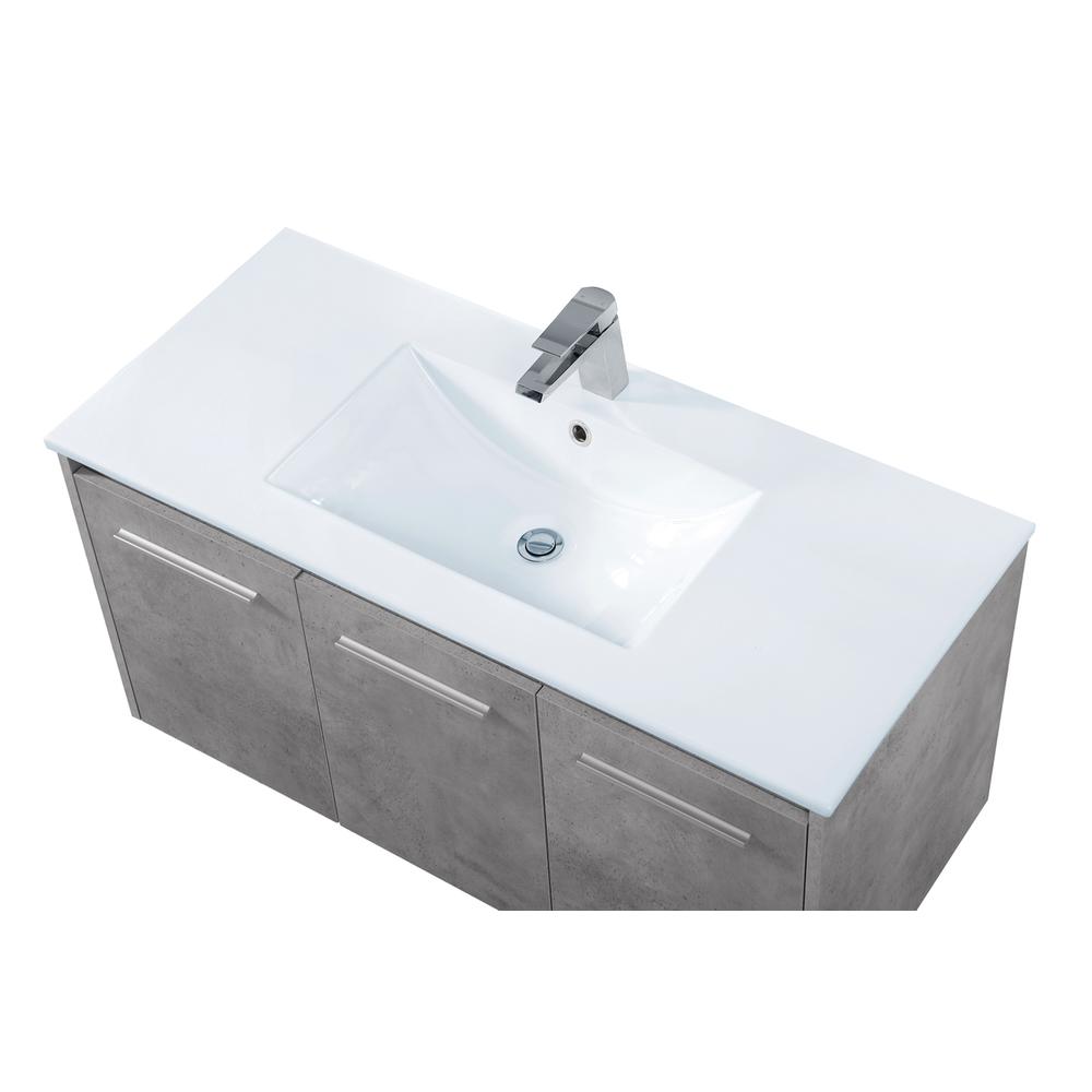 40 inch  Single Bathroom Floating Vanity in Concrete Grey. Picture 9