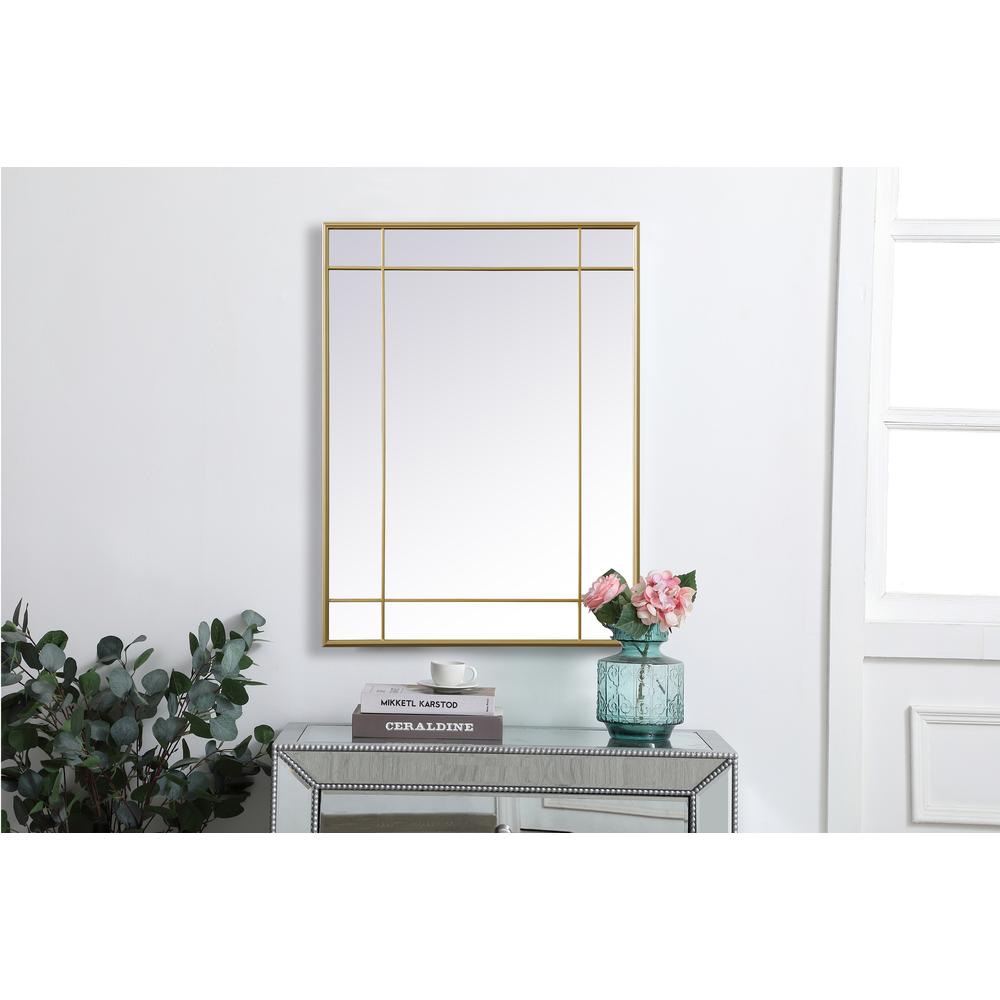 French Panel Wall Mirror 30x40 Inch In Brass. Picture 9