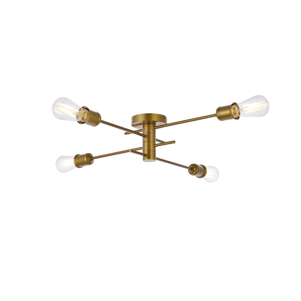 Xavier 4 lights flush mount in brass. Picture 1