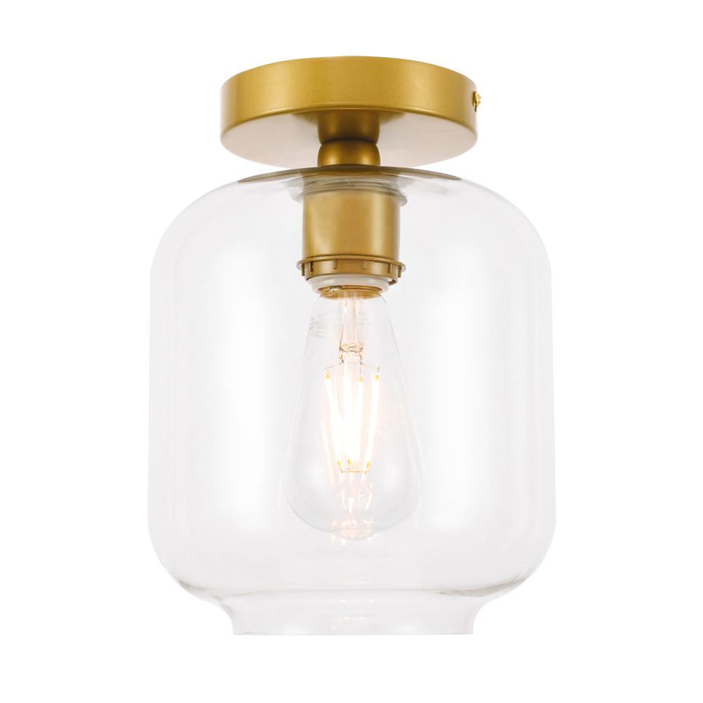 Collier 1 light Brass and Clear glass Flush mount. Picture 1