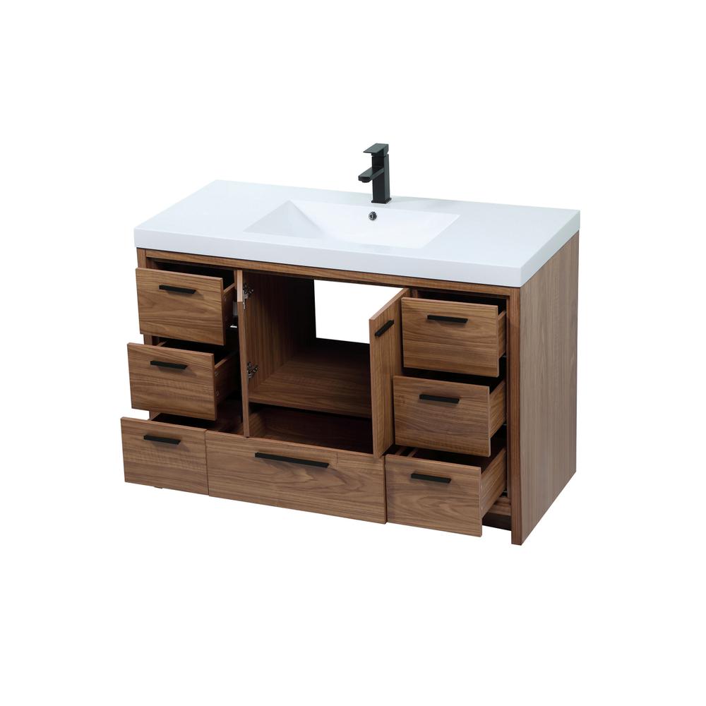48 inch Single bathroom vanity in walnut brown. Picture 9