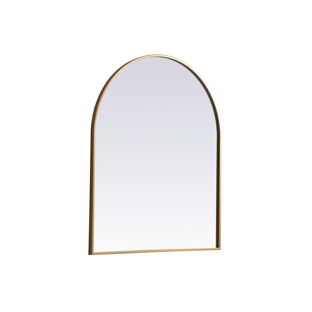 Metal Frame Arch Mirror 30x36 Inch in Brass. Picture 7