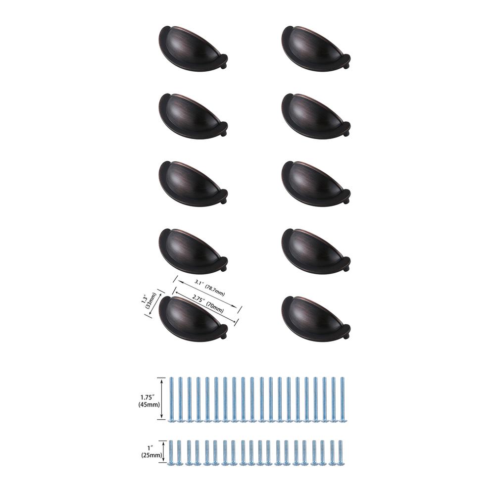 Claude 2-3/4" Center to Center Oil-rubbed Bronze Cup Bar Pull Multipack. Picture 5