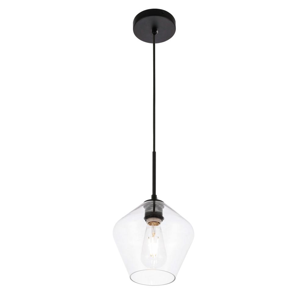 Gene 1 light Black and Clear glass pendant. Picture 7