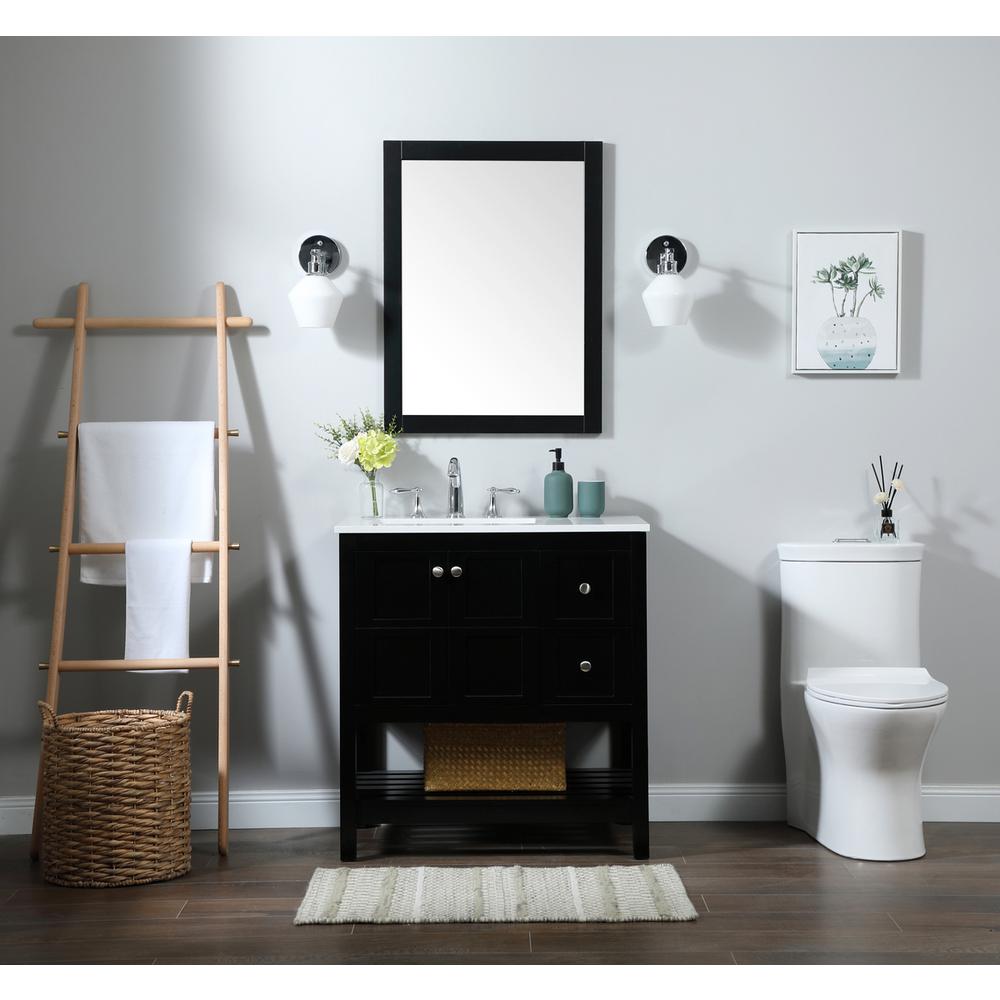 32 inch Single bathroom vanity in black. Picture 4