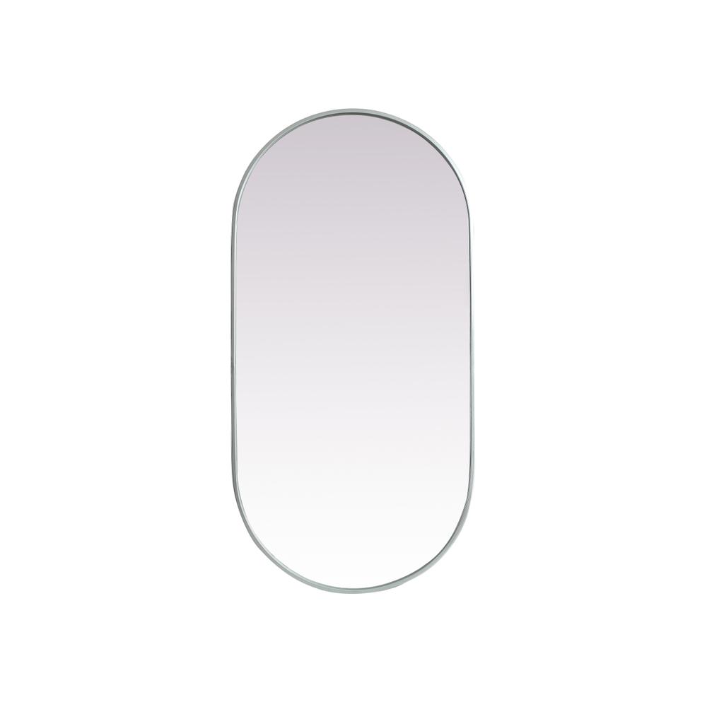 Metal Frame Oval Mirror 24x48 Inch in Silver. Picture 1