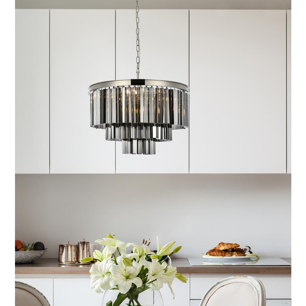 Sydney 9 light polished nickel Chandelier Silver Shade (Grey) Royal Cut Crystal. Picture 8