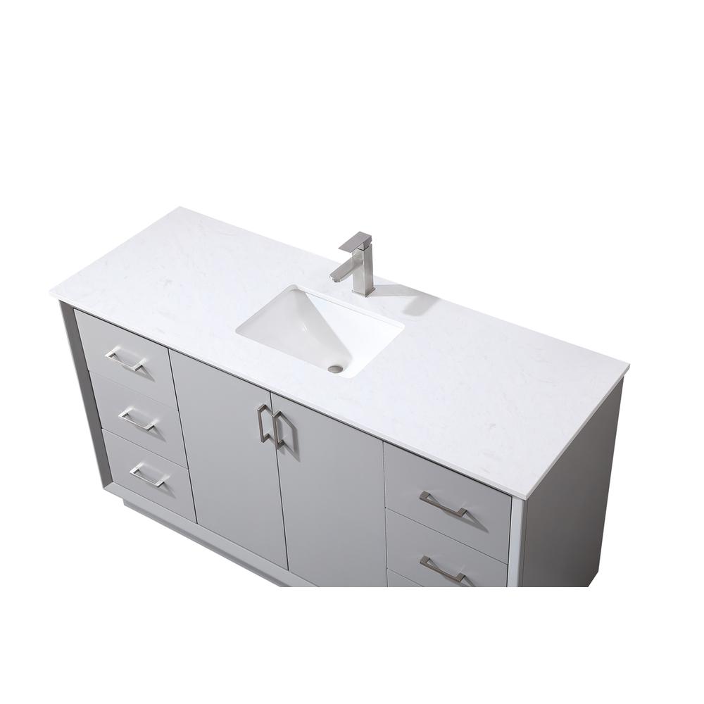 60 Inch SIngle Bathroom Vanity In Grey. Picture 10