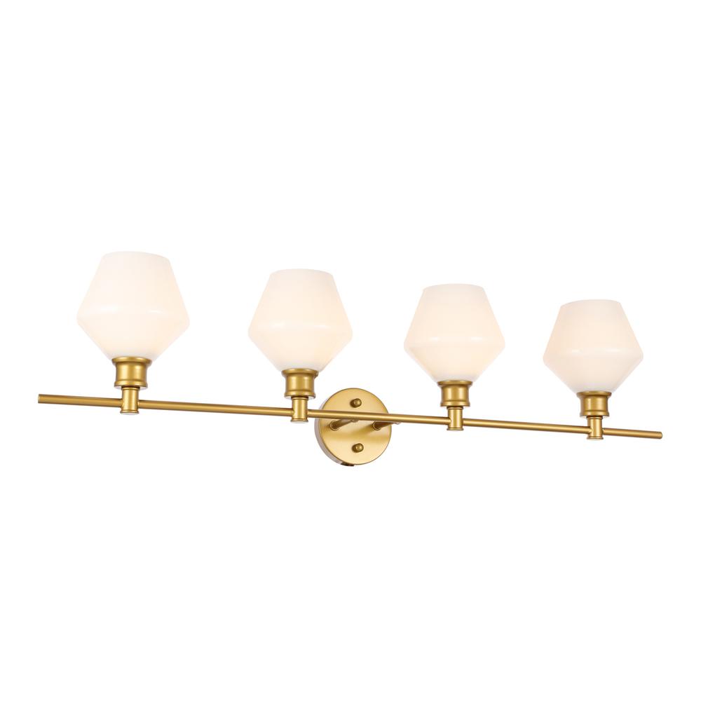 Gene 4 light Brass and Frosted white glass Wall sconce. Picture 3