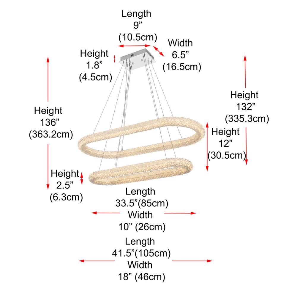 Bowen 42 inch Adjustable LED Chandelier in Chrome. Picture 10