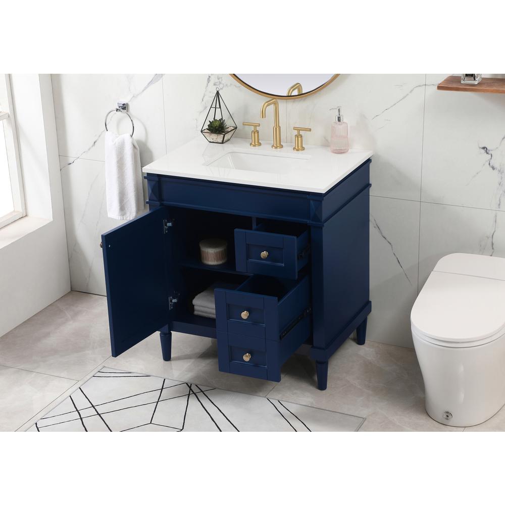 32 inch Single bathroom vanity in blue. Picture 3