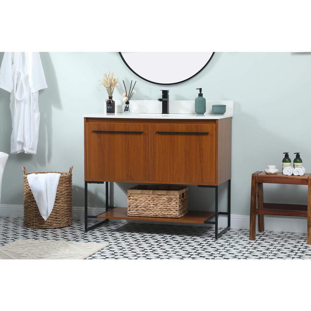 40 inch Single bathroom vanity in teak with backsplash. Picture 2