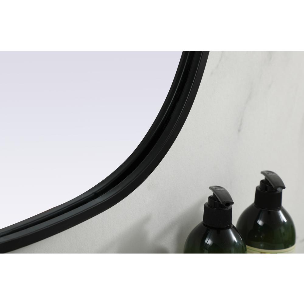 Metal Frame Oval Mirror 20x30 Inch in Black. Picture 6