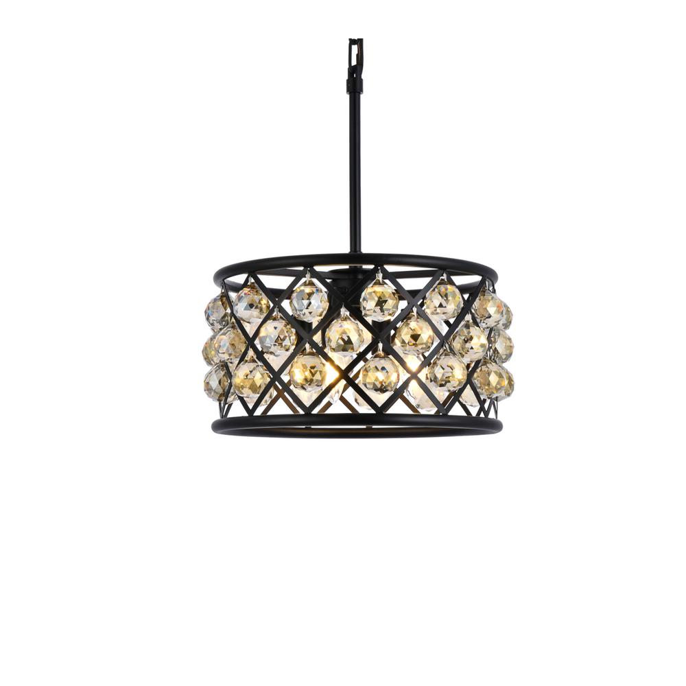 Madison 4 light Matte Black Pendant Golden Teak (Smoky) Royal Cut Crystal. Picture 2