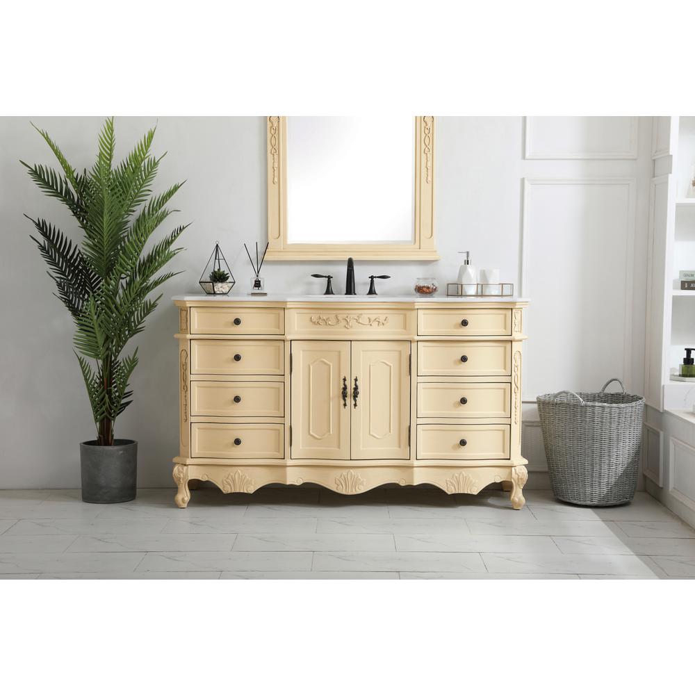 60 inch Single Bathroom vanity in Light Antique Beige. Picture 14