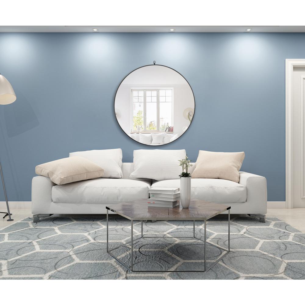 Metal frame Round Mirror with decorative hook 42 inch Black finish. Picture 11