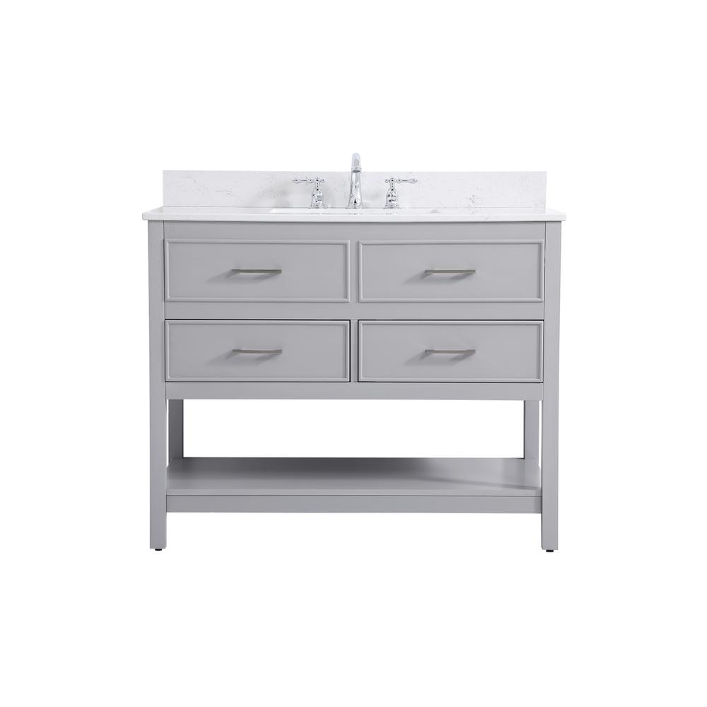 42 inch Single bathroom vanity in gray with backsplash. Picture 1