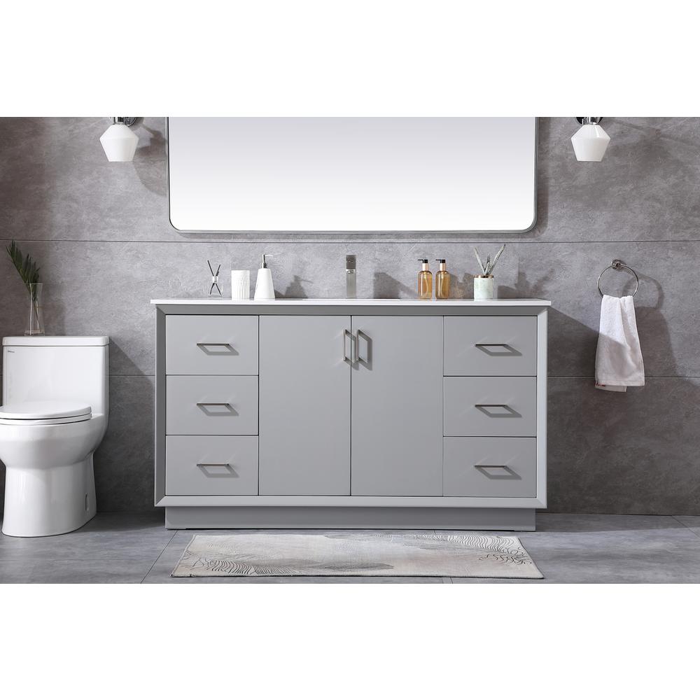 60 Inch SIngle Bathroom Vanity In Grey. Picture 14