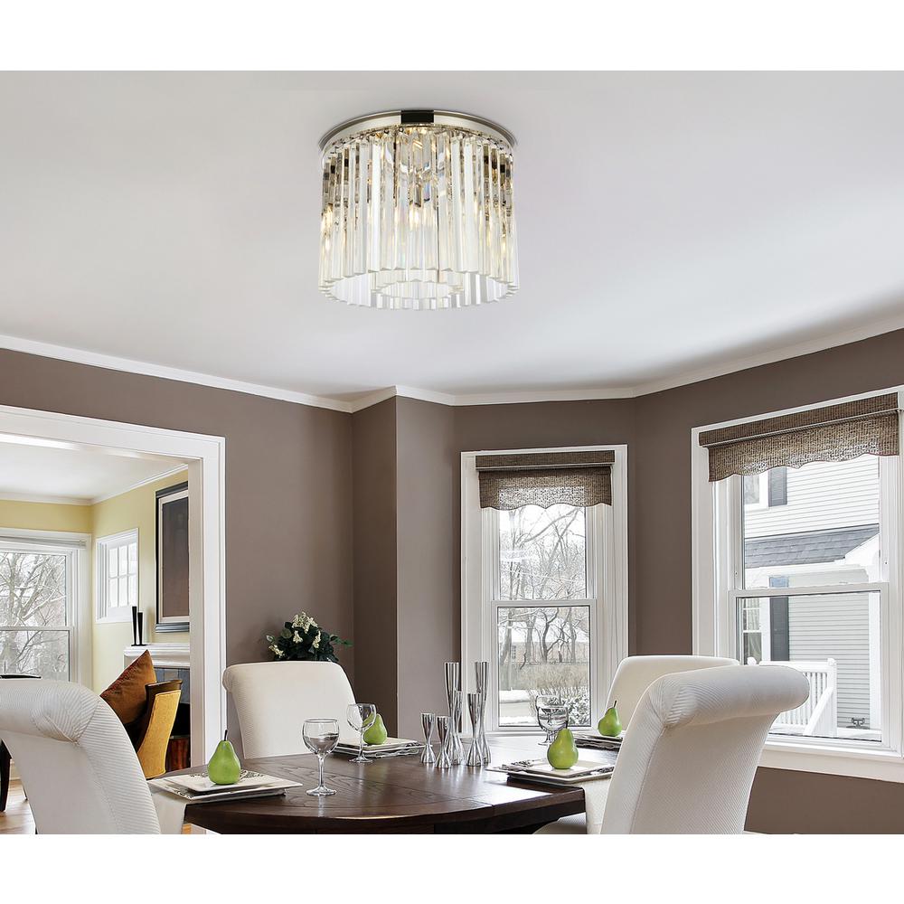 Sydney 6 light polished nickel Flush Mount Clear Royal Cut Crystal. Picture 8