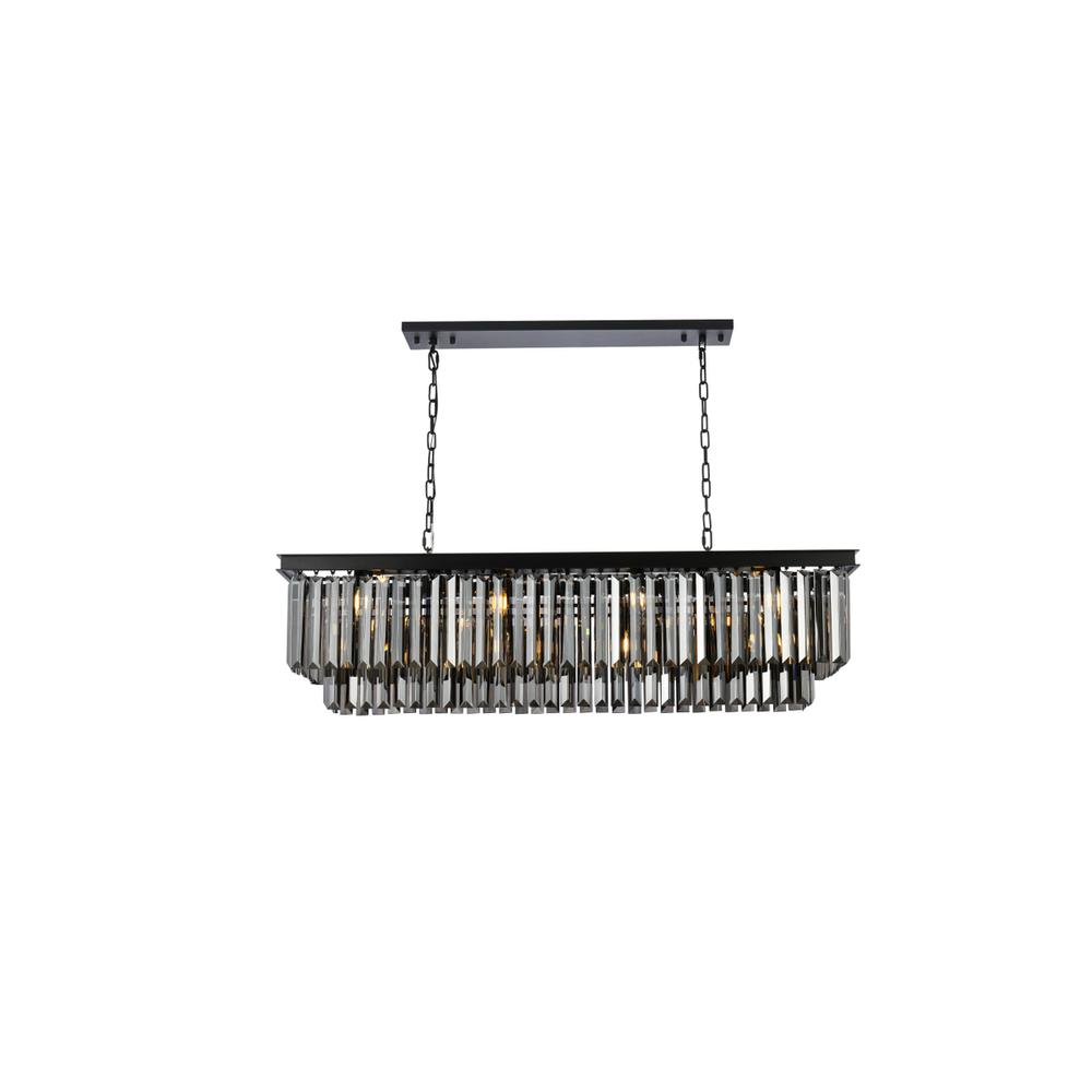 Sydney 12 light Matte Black Chandelier Silver Shade (Grey) Royal Cut Crystal. Picture 1