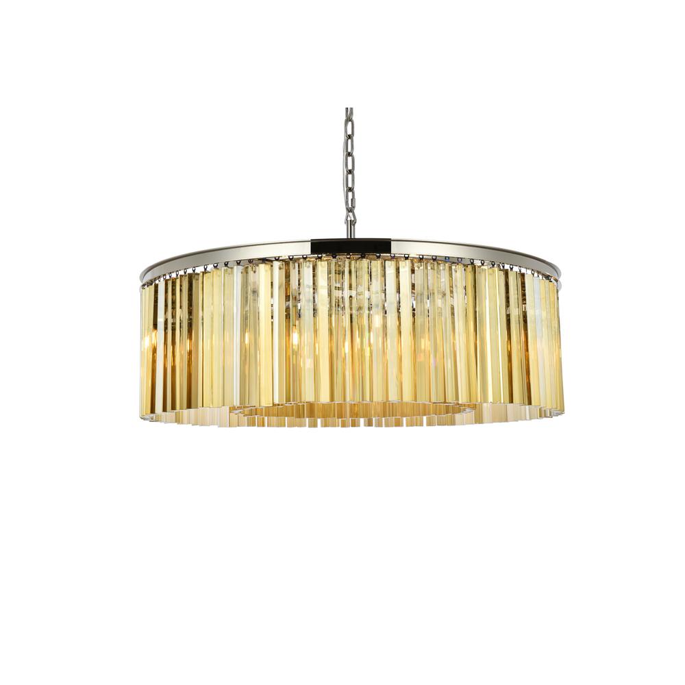 Sydney 10 light polished nickel Chandelier Golden Teak (Smoky) Royal Cut Crystal. Picture 2