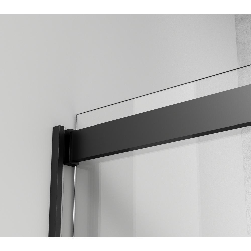 Semi-frameless shower door 48 x 76 Matte Black. Picture 7