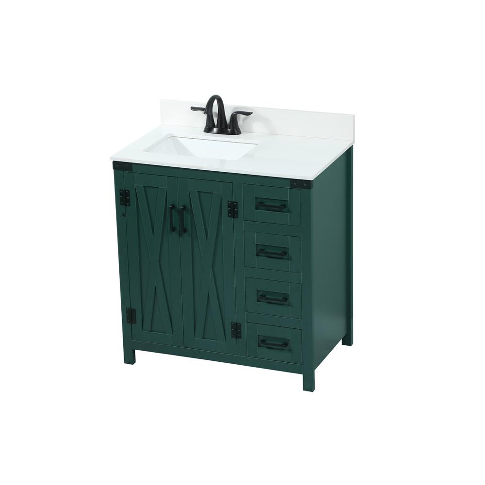 32 inch Single bathroom vanity in green with backsplash. Picture 8
