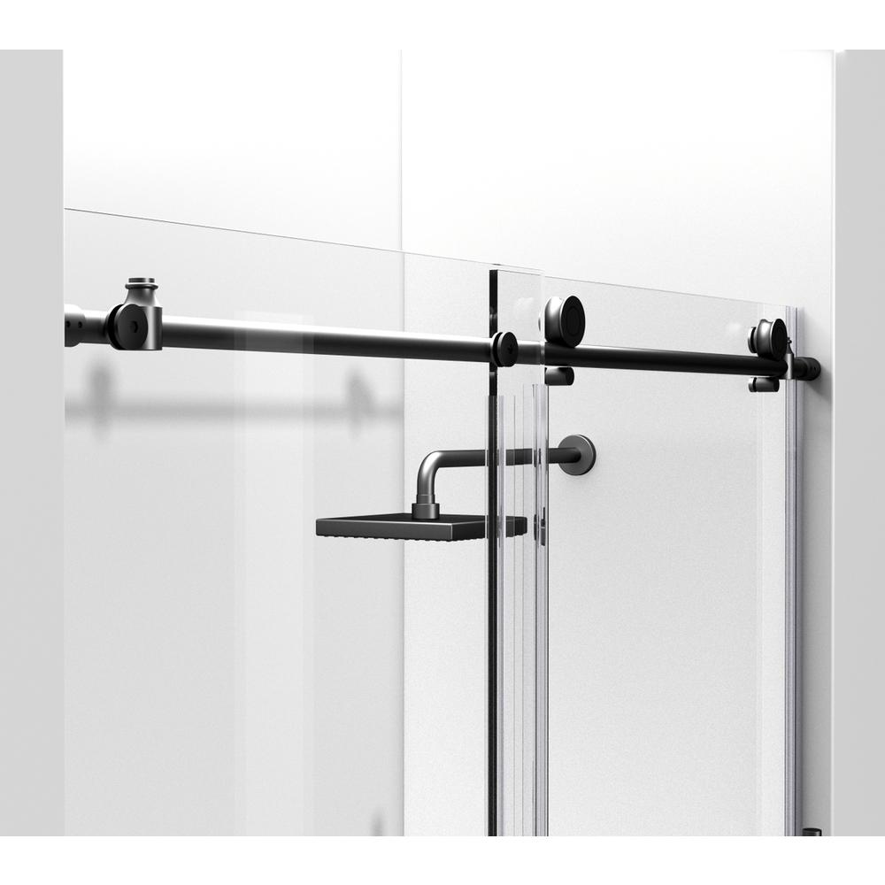 Frameless shower door 48 x 76 Matte Black. Picture 6