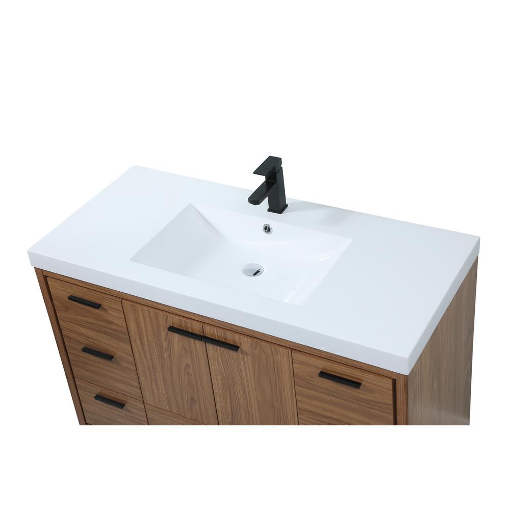 48 inch Single bathroom vanity in walnut brown. Picture 10