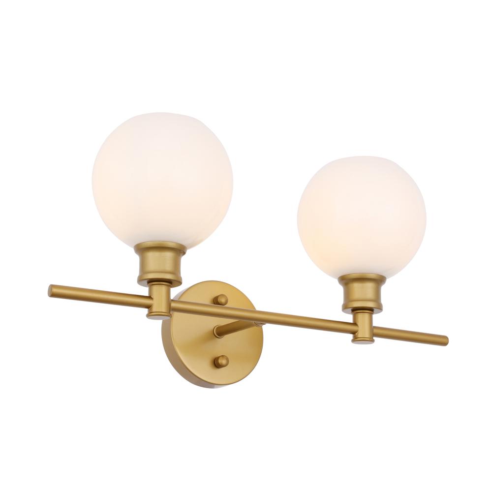 Collier 2 light Brass and Frosted white glass Wall sconce. Picture 5
