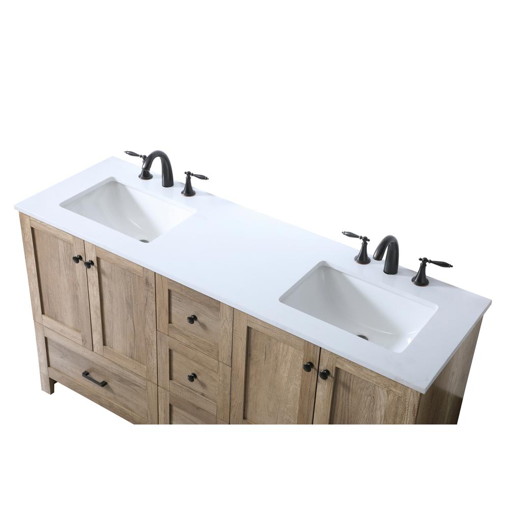 60 Inch Double Bathroom Vanity In Natural Oak. Picture 10