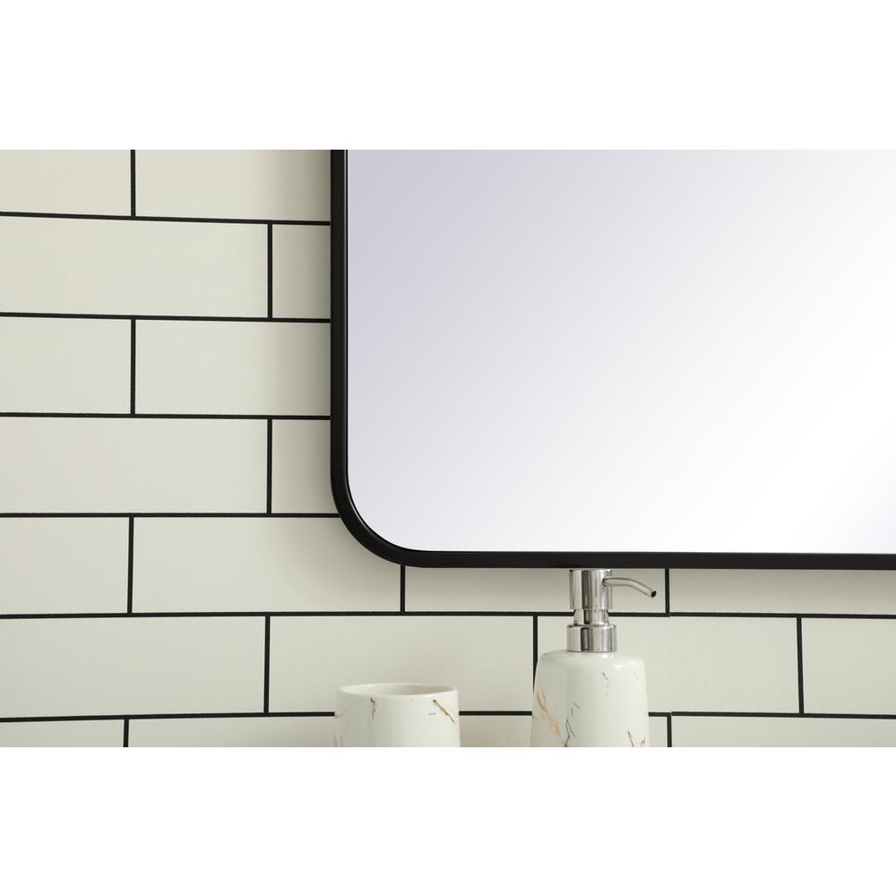 Soft corner metal rectangular mirror 28x42 inch in Black. Picture 3