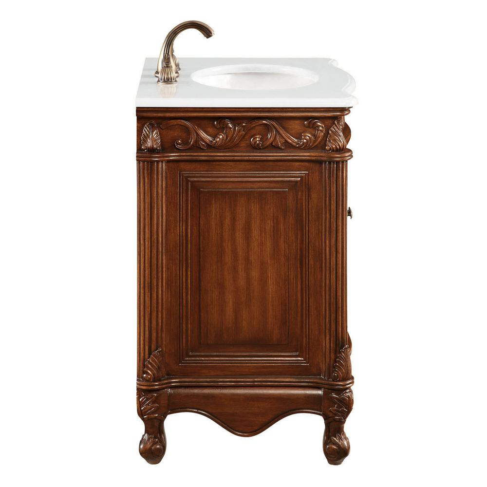 27 inch Single Bathroom vanity in Brown with ivory white engineered marble. Picture 4