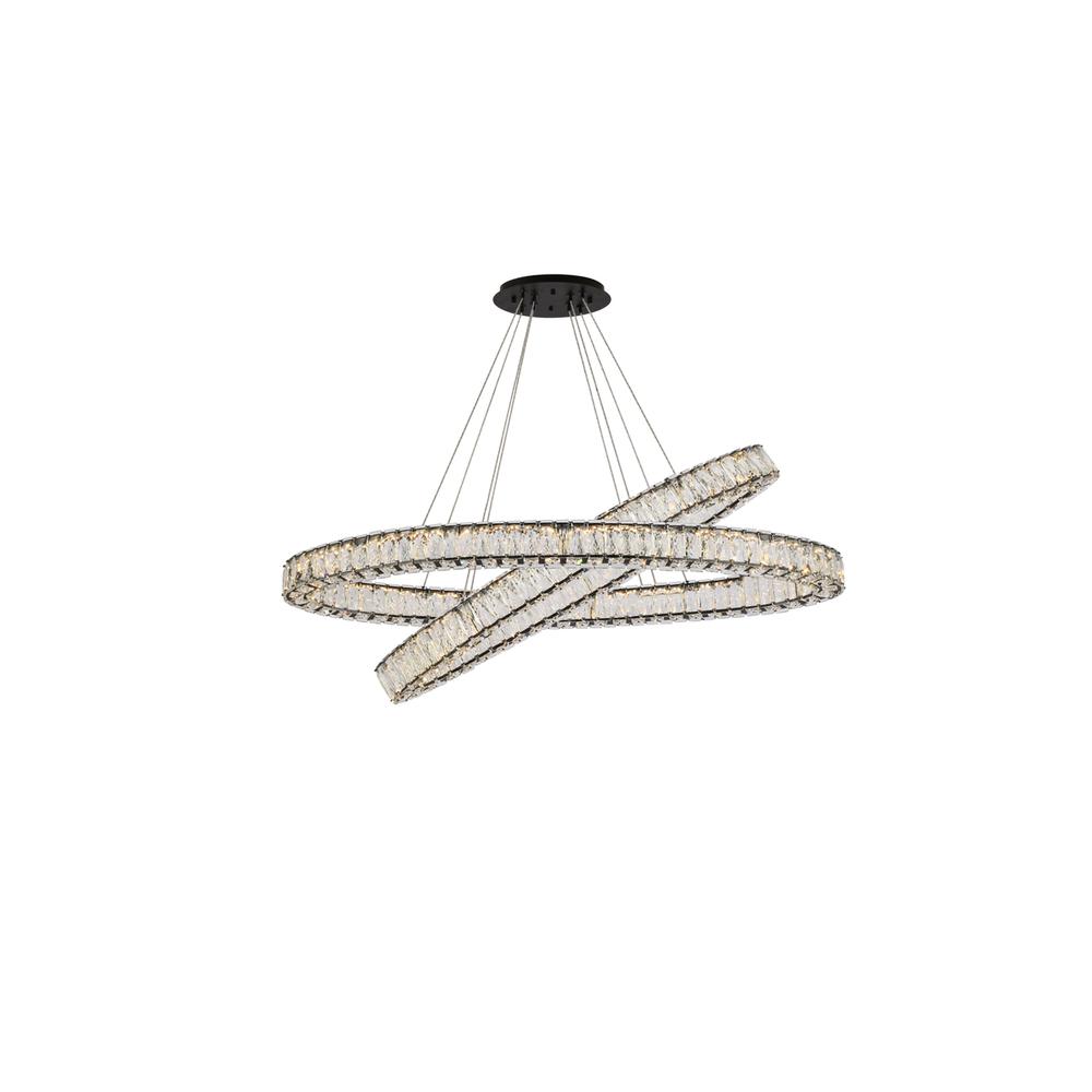 Monroe 48 inch LED oval double ring pendant in black. Picture 1