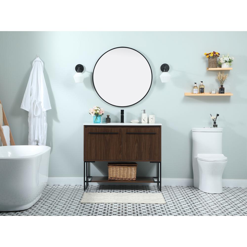 40 inch Single bathroom vanity in walnut. Picture 4