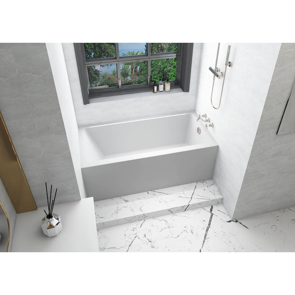 Alcove soaking bathtub 30x60 inch right drain in glossy white. Picture 4