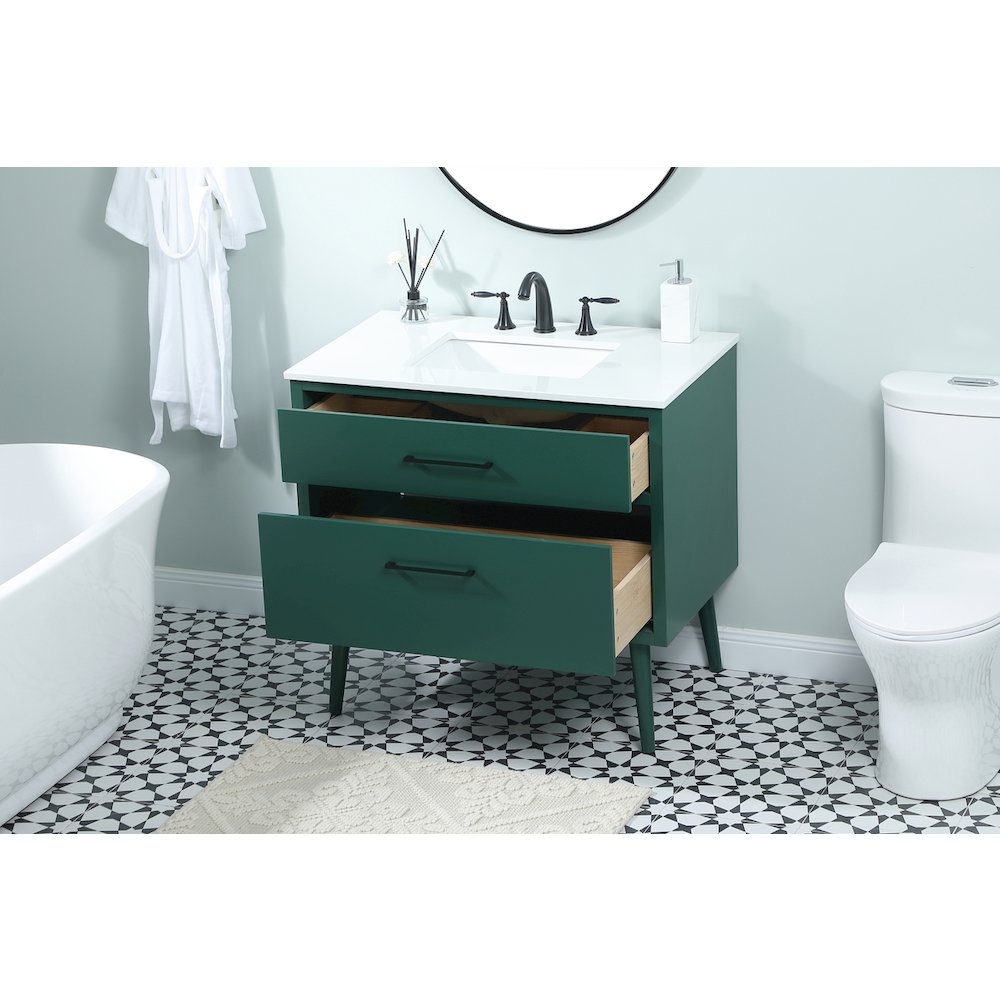 36 Inch Bathroom Vanity In Green. Picture 4