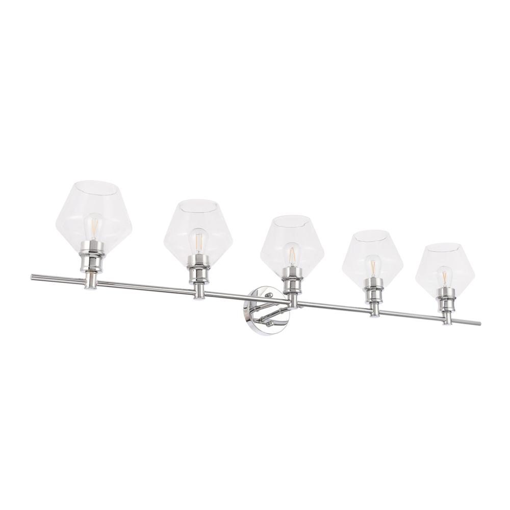 Gene 5 light Chrome and Clear  glass Wall sconce. Picture 6